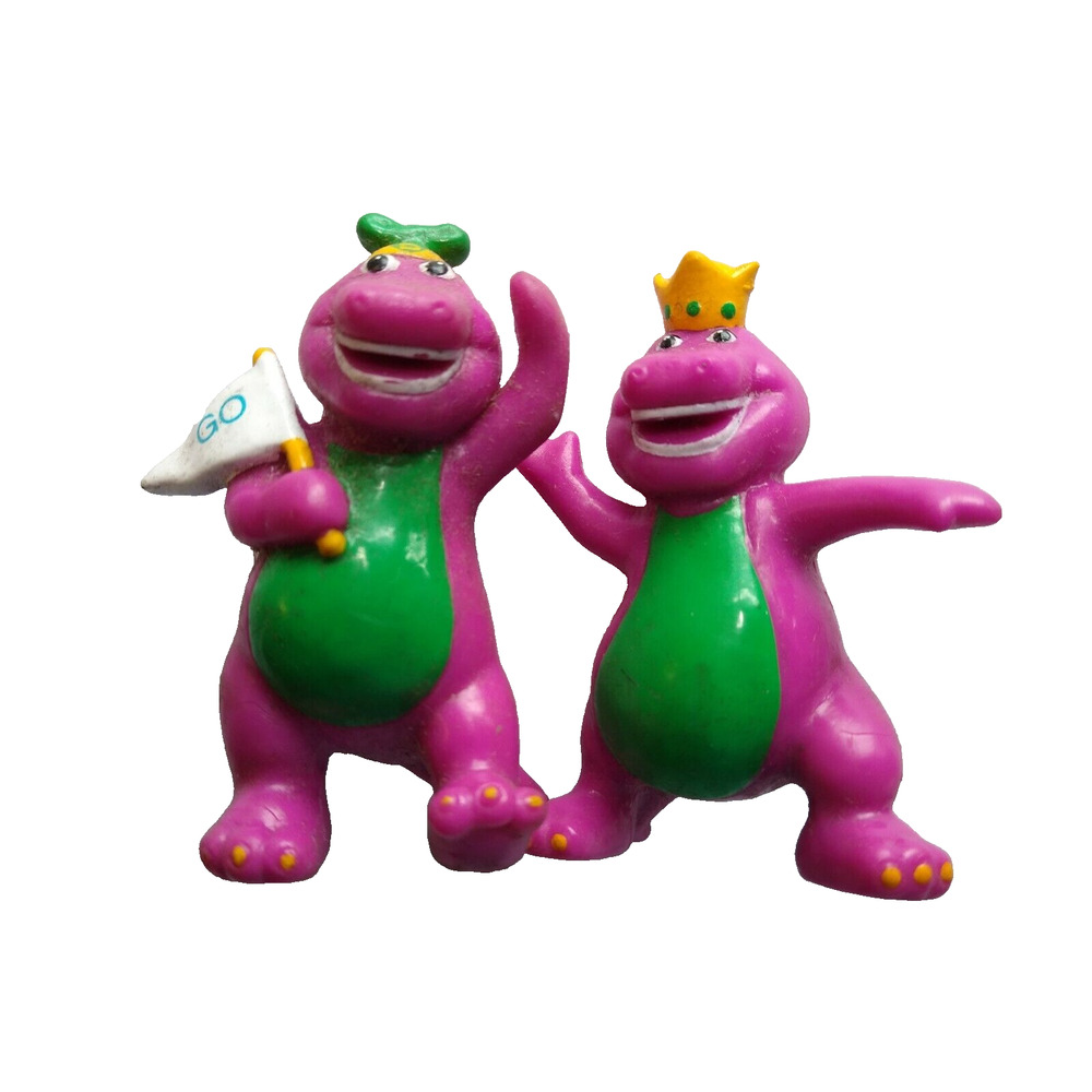 Barney Lot Of (2) Toy Figures 2.5" Purple Dinosaurs Lyons Group 1993 Original